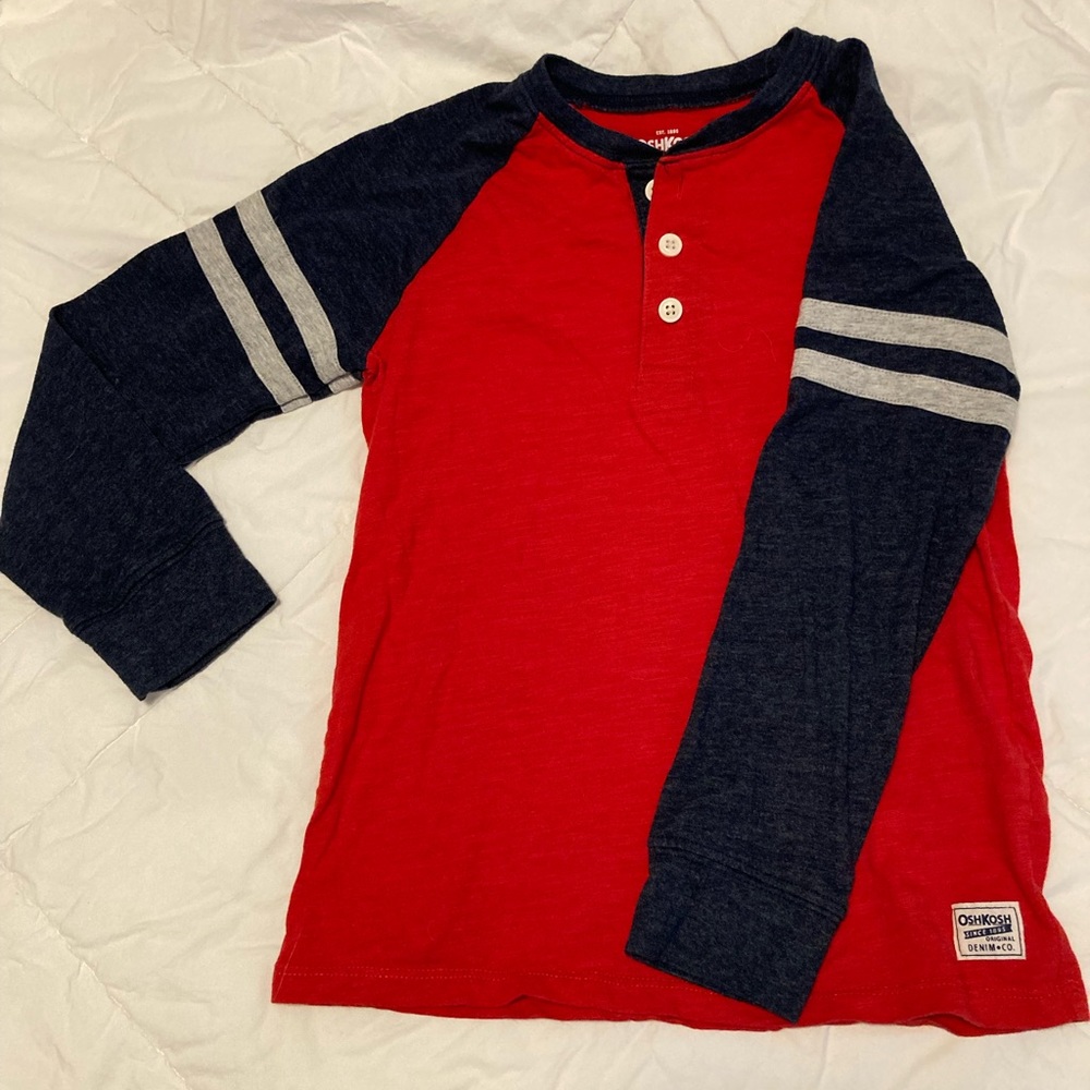 Red and blue kids Henley.